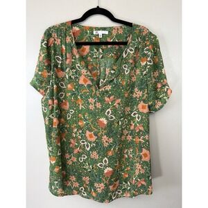 DR2 Plus Size Green Floral‎ Blouse Size XXL